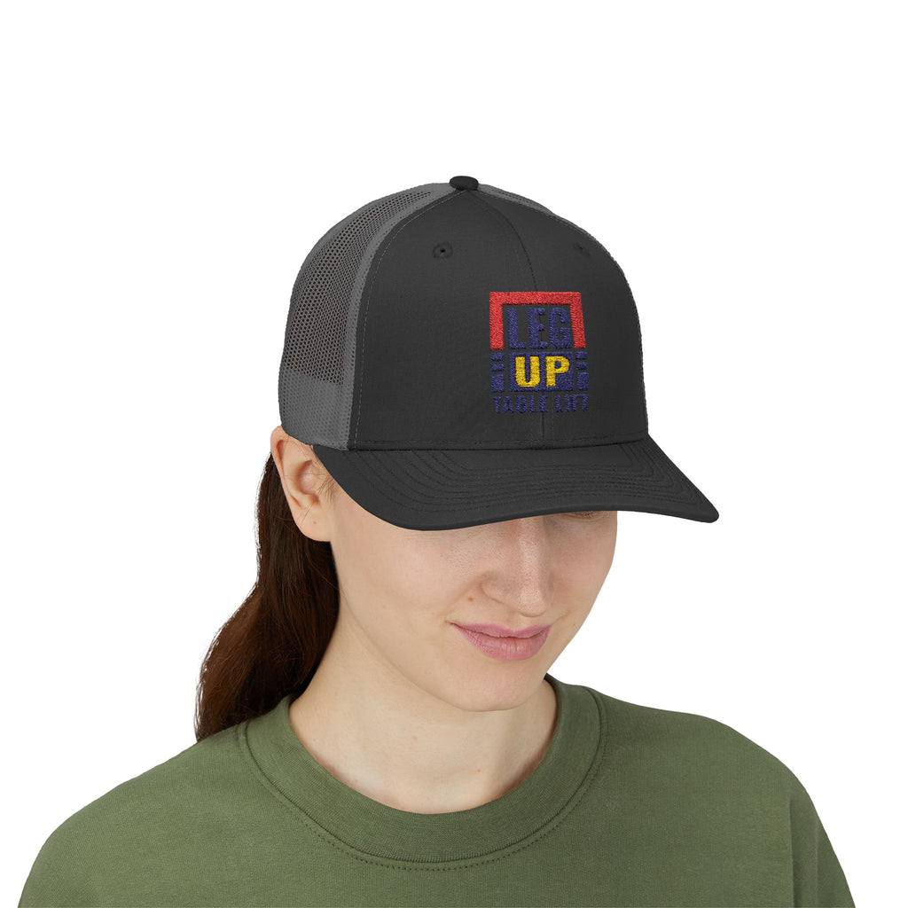 Leg Up Family First Embroidered Trucker Cap