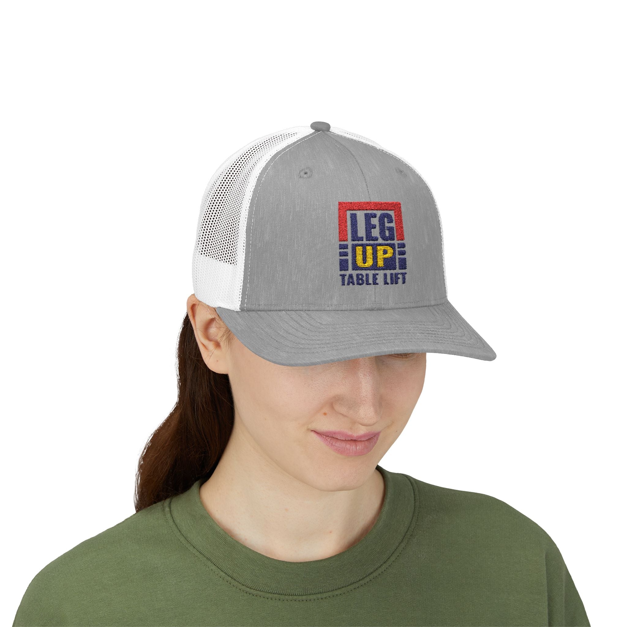 Leg Up Family First Embroidered Trucker Cap