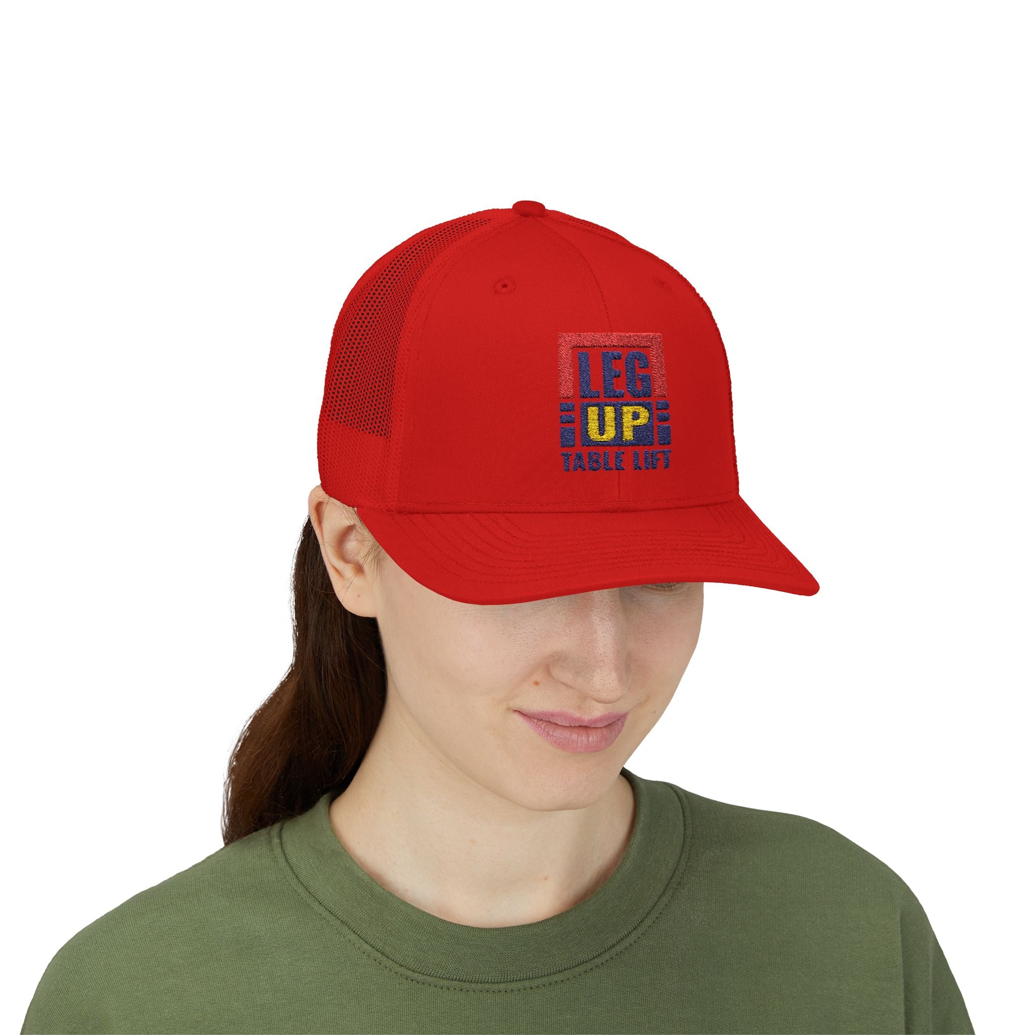 Leg Up Family First Embroidered Trucker Cap
